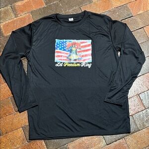 Large Armored Black Long Sleeve Tee with Patriotic Print